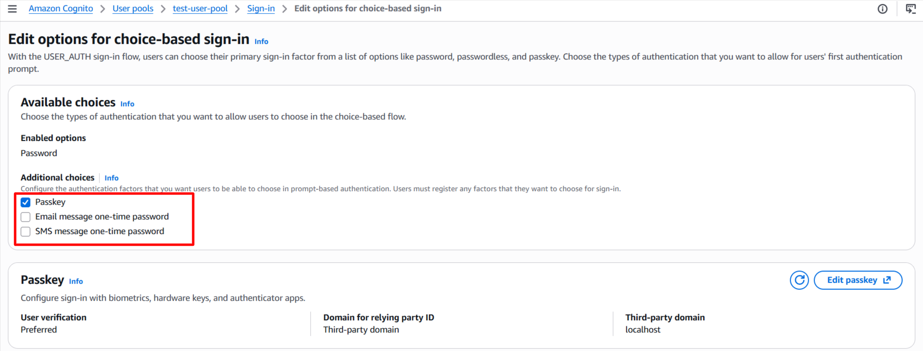 cognito app client settings