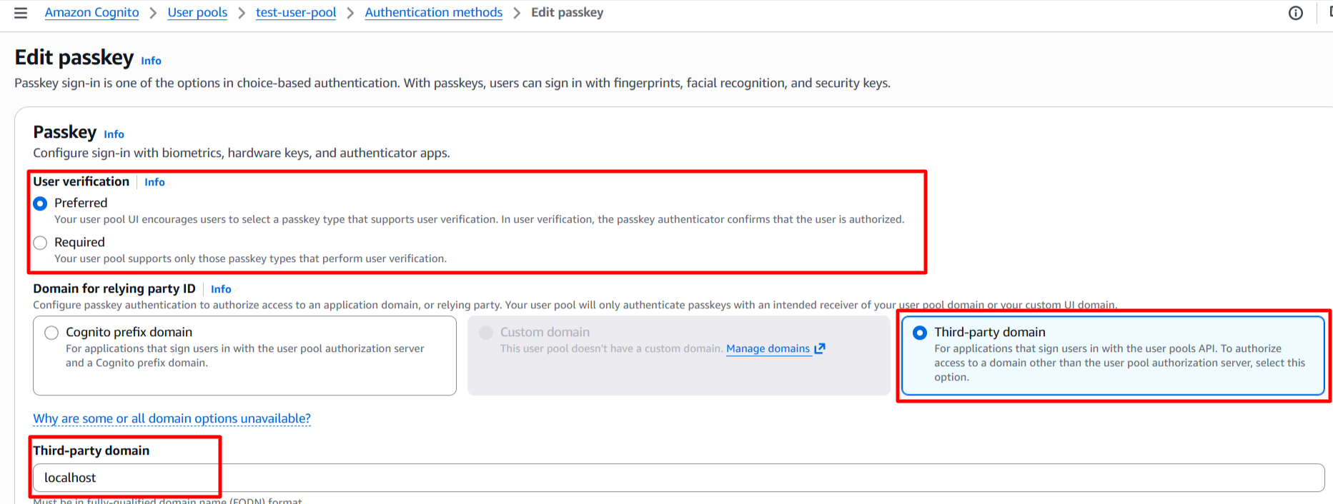 cognito app client settings